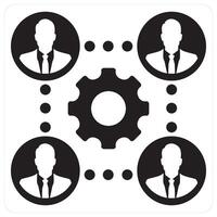 Business Team and leadership icon concept in black filled color vector