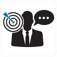 Business target and goal icon concept in black filled color vector