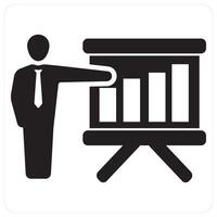 Board presentation and statistics icon concept in black filled color vector