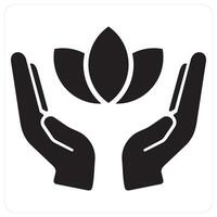 Meditation and yoga icon concept in black filled color vector