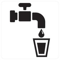 Save Water and conserve icon concept in black filled color vector