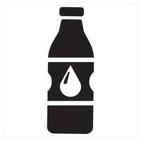 Water Bottle and drink icon concept in black filled color vector