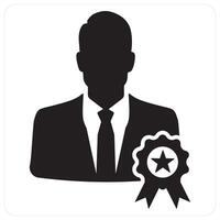 Best Employee and rating icon concept in black filled color vector