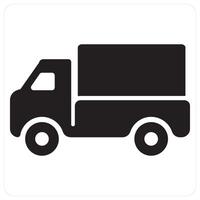 Truck and vehicle icon in black filled color vector