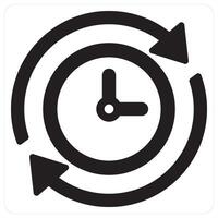 Time and alarm icon concept in black filled color vector