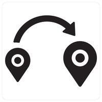 Distance and map icon concept in black filled color vector