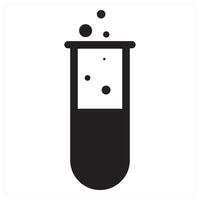 Test Tube and lab icon concept in black filled color vector
