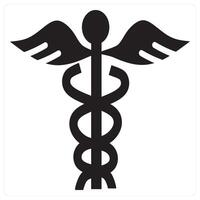 Asclepious and health icon concept in black filled color vector