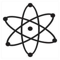 Atom and science icon concept in black filled color vector