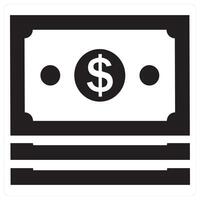 Cash and money icon concept in black filled color vector
