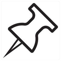 Push Pin and office material icon concept in black filled color vector