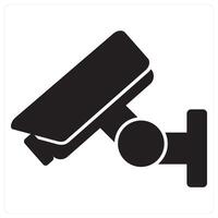 CCTV and cctv camera icon concept in black filled color vector
