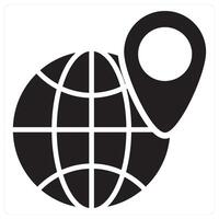 Global Location and network icon concept in black filled color vector