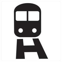 Train and metro icon concept in black filled color vector