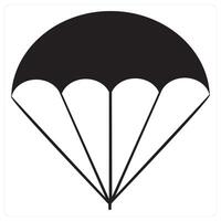 Parachute and sky dive icon concept in black filled color vector
