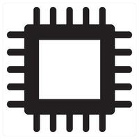 CPU Processor and cpu icon concept in black filled color vector