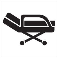 Stretcher and medical icon concept in black filled color vector