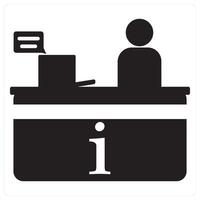 Receptionist and query icon concept in black filled color vector
