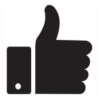 Thumbs Up and like icon concept in black filled color vector