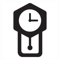 Clock and time icon concept in black filled color vector