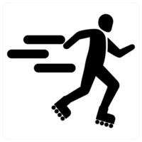 Roller skating and skate icon concept in black filled color vector