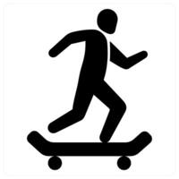 Skate board and skate icon concept in black filled color vector