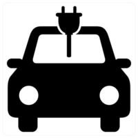 Electric Car and vehicle icon concept in black filled color vector