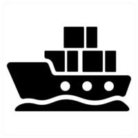 Ship and marine in black filled color vector