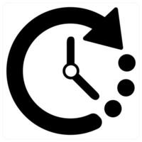 Refresh Time and clock icon concept in black filled color vector