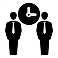 Meeting Time and meeting icon concept in black filled color vector