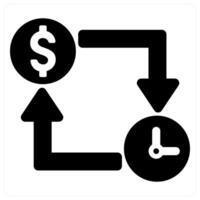 Time Is Money icon concept in black filled color vector
