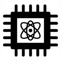 Quantum computing and database icon concept in black filled color vector