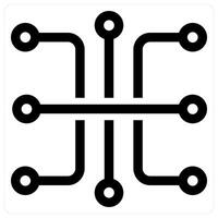 Circuit and encryption icon concept in black filled color vector