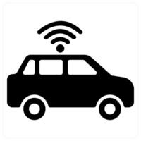 Autonomous Car and car icon concept in black filled color vector