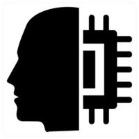 Artificial intelligence and robotic in black filled color vector