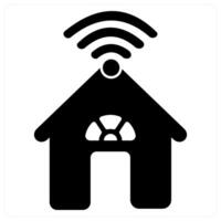 Smart House and automation icon concept in black filled color vector
