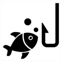 Fishing and pole icon concept in black filled color vector