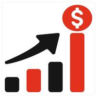 Revenue and income icon concept in red filled color vector
