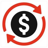Money Flow and dollar icon concept in red filled color vector