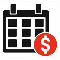 Financial Calander and fiscal year icon concept in red filled color vector