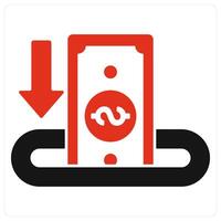 Deposit and money icon concept in red filled color vector