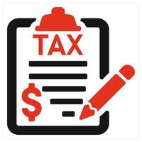 Tax Return and payment icon concept in red filled color vector