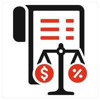 Balance Sheet and bank statement icon concept in red filled color vector