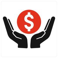 Save Money and money icon concept in red filled color vector