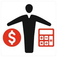 Accountant and finance icon concept in red filled color vector