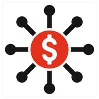 Money Management and finance icon concept in red filled color vector