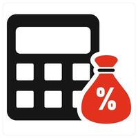 Tax Calcutator and receipt icon concept in red filled color vector