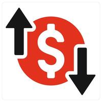 Profit and Loss icon concept in red filled color vector