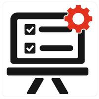 Action Plan and strategy icon concept in red filled color vector