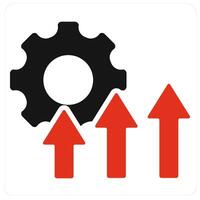 Improvement and employee icon concept in red filled color vector